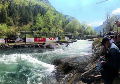 Croatian and Serbian celebration at the first ECA Wildwater Sprint Canoeing European Cup in 2019